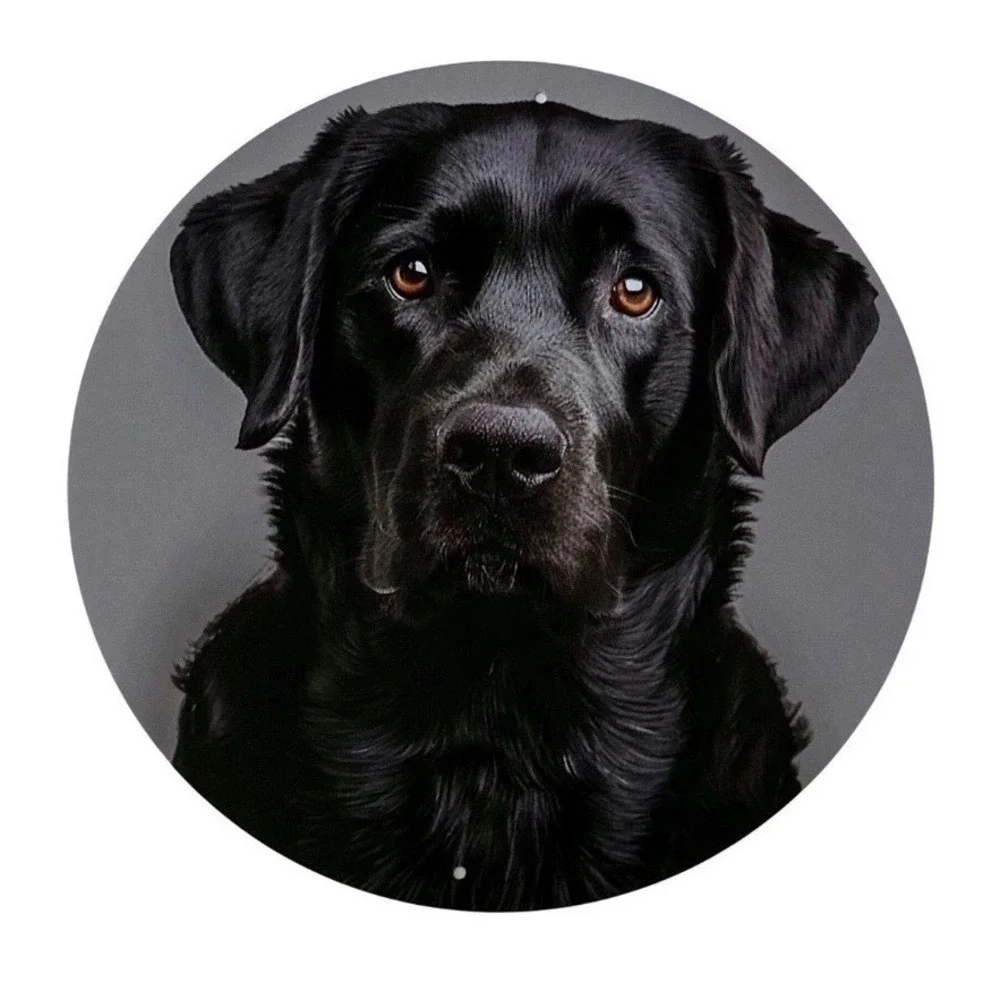 Black Labrador Retriever 8 Inch Round Aluminum Sign Waterproof Dog Wall Decor